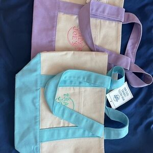 Trader Joe's Canvas Tote Bags - Purple and Blue